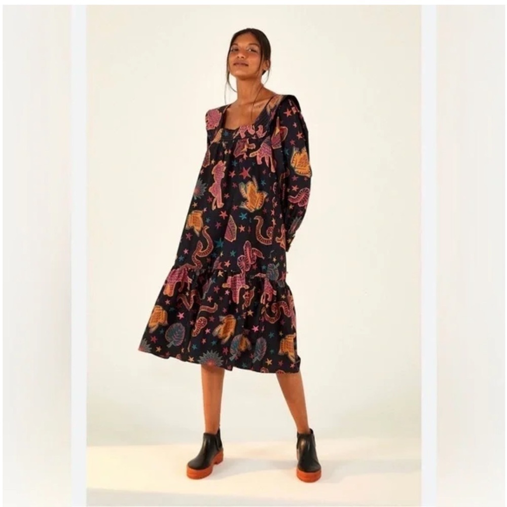 NWT Farm Rio Animal Sky Midi Dress Black XS